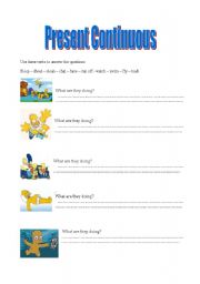 English Worksheet: Presenti Continuous