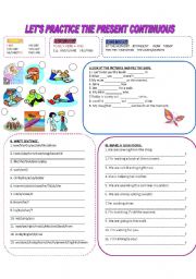 English Worksheet: Lets practice the present continuous