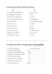 English worksheet: too+to