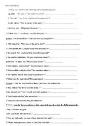 English Worksheet: direct and reported speech exercise