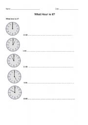 English worksheet: WHAT TIME IS IT