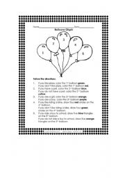 English worksheet: Balloons