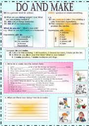 English Worksheet: MAKE and DO