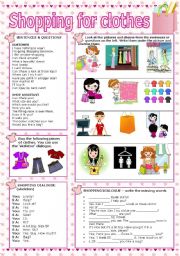 English Worksheet: SHOPPING FOR CLOTHES