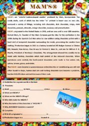 English Worksheet: * M&Ms History*