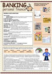 English Worksheet: BANKING - PERSONAL FINANCE