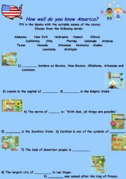 English Worksheet: How well do you know America?