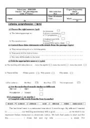 English Worksheet: Mid of term test 3