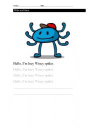 English Worksheet: Incy Wincy Spider (Nursery rhyme) 