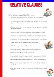 English Worksheet: RELATIVE CLAUSES