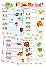 English Worksheet: Do uou like food song (B/W version included) Childrens Songs 2