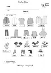 English Worksheet: Clothes