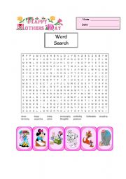 English Worksheet: Mothers Day Wordsearch Part 8/8 of unit.  With detailed key.