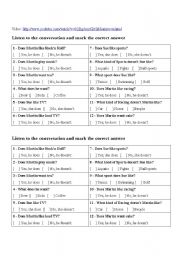 English worksheet: Present Simple 3rd Person - Listening comprehension