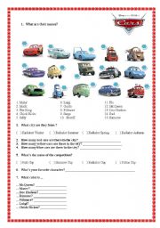 English Worksheet: Movie -Cars