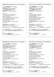 English worksheet: Stand up for the champions  - Right said Fred