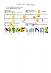 English Worksheet: who is talking?