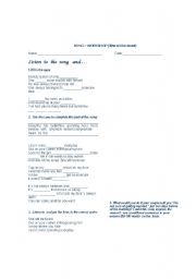 English Worksheet: She will be loved worksheet