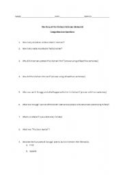 English worksheet: Comprehension Questions on Vietnam War Memorial