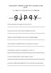 English worksheet: Handwriting - getting the tails of g j p q y below the line. 