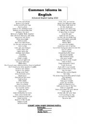 English Worksheet: IDIOMS IN ENGLISH