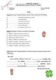 English Worksheet: there is, there are