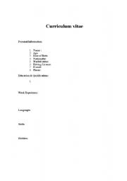 English worksheet: CV