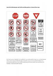 English Worksheet: road signs