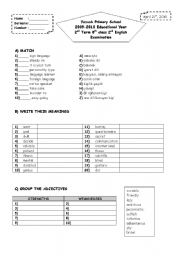 English Worksheet: 2nd term 8th grade 2nd exam