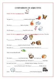 English Worksheet: comparison of adjectives exercise