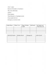 English worksheet: Child information