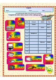 English worksheet: Gathering Information from catalogues