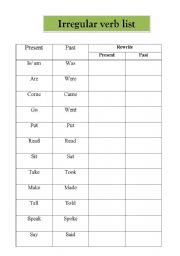 English worksheet: To practice irregular verbs form of past simple