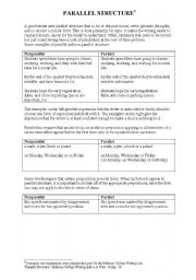 English Worksheet: Parallel Structure