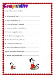 English worksheet: Using Comparatives