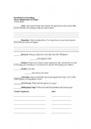 English Worksheet: Psychology Research