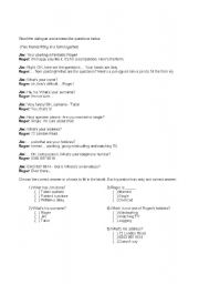 English Worksheet: Dialogue