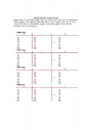 English worksheet: PAST SIMPLE: VERB TABLES (REGULAR AND IRREGULAR)