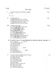 English worksheet: 3rd grade Test paper