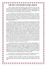 English Worksheet: THE TELL TALE HEART. Text, activities + key