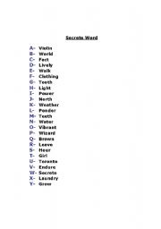 English Worksheet: Hidden Word