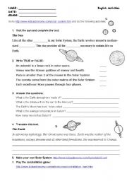 English worksheet: Astronomy