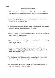 English worksheet: length word problems