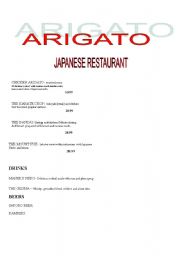 English Worksheet: Menu 