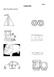 English worksheet: matching the vehicles