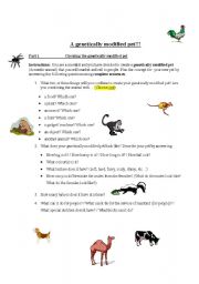 English worksheet: Invent a genetically modifiied pet
