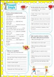 English Worksheet: present simple (with key)