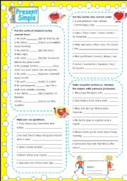 English Worksheet: present simple (with key)