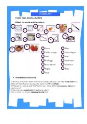 English Worksheet: Food and restaurants 