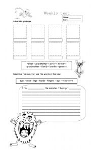 English Worksheet: describe the monster